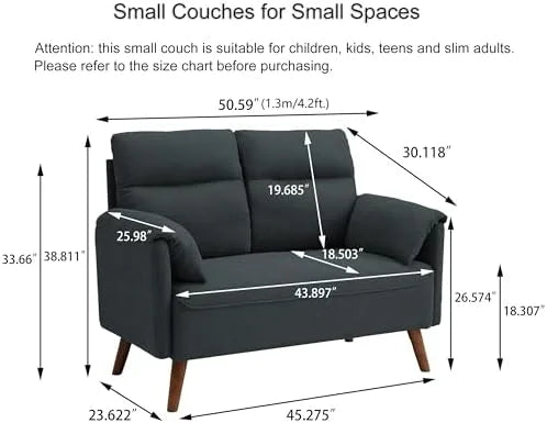 50.6" Small Loveseat Sofa with Wood Legs G22563