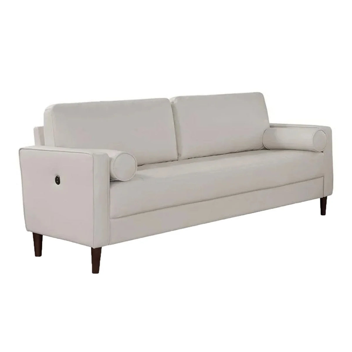 76 Inch Off White Sofa with USB Outlet and Bolster Pillows M9842