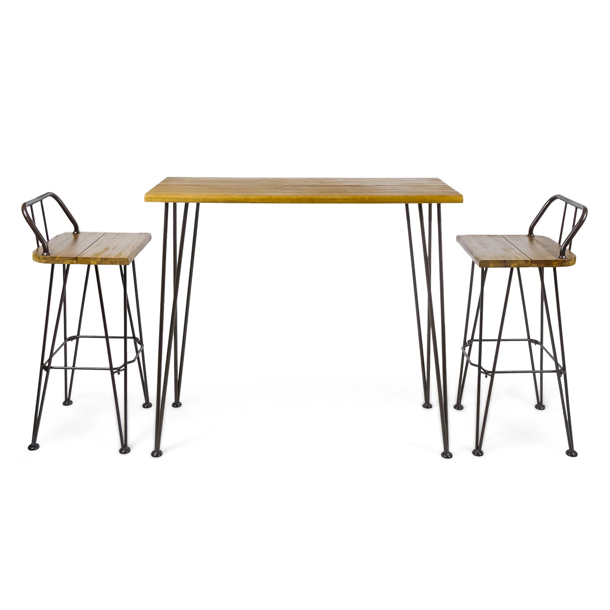 Acacia Wood Bar Set with Iron Frame P32717
