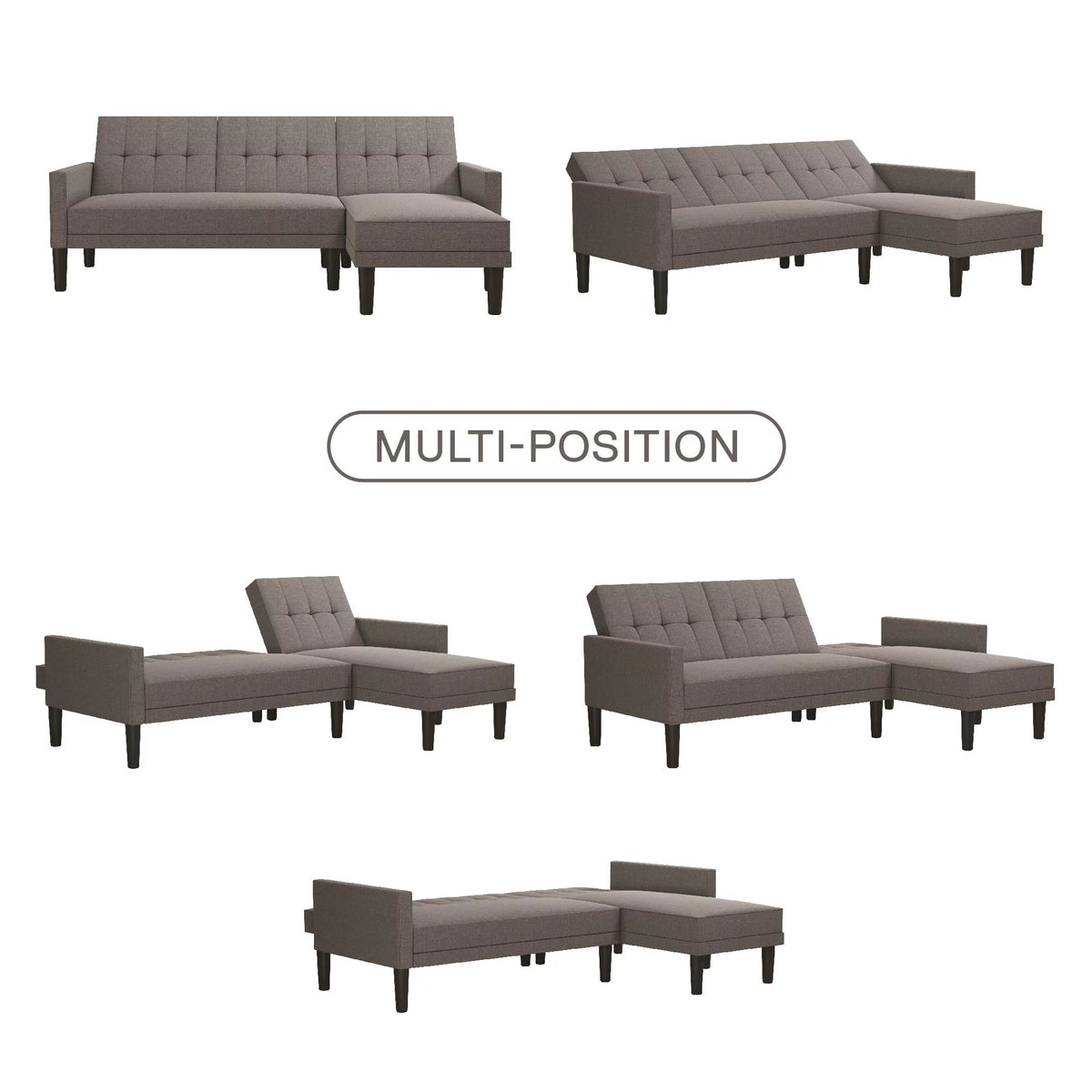 Grey Linen Sectional Sofa Futon O304067