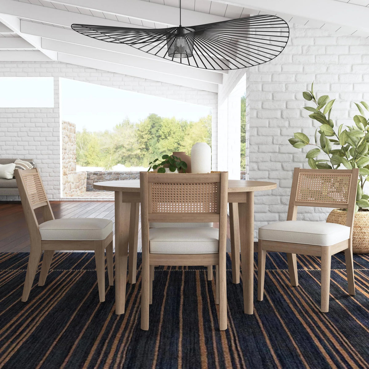 5-Piece Brown Wood Round Dining Set X20253