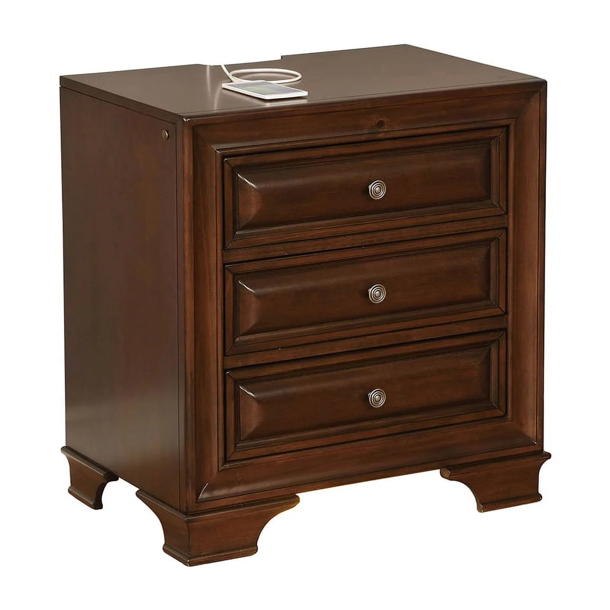 Solid Wood 3-Drawer Nightstand J77987