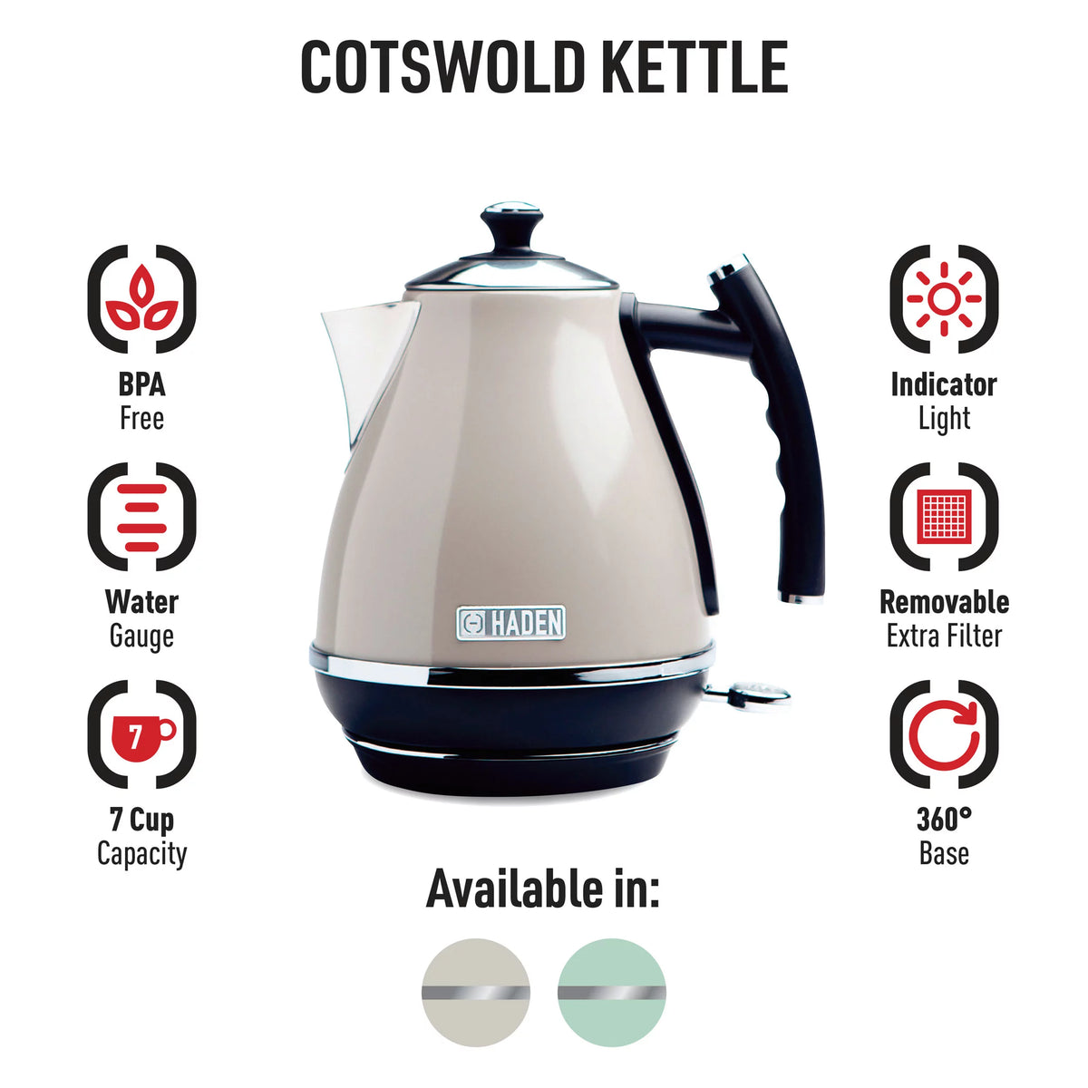 1.7 Liter Stainless Steel Retro Electric Kettle I1179