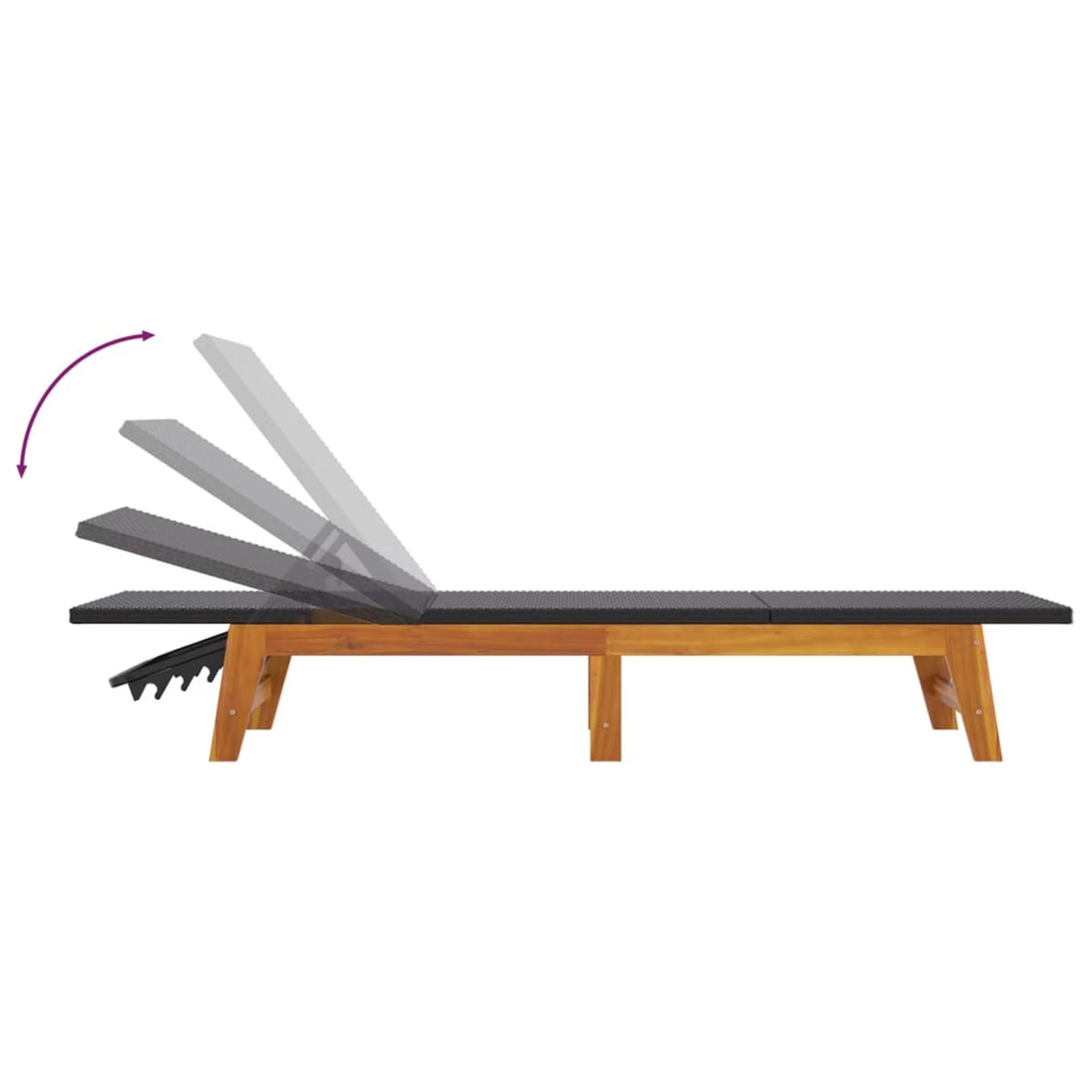 Black and Brown Poly Rattan and Solid Wood Acacia Sun Loungers 2 pcs A980