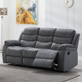 Grey Upholstered Reclining Sofa with 2 Recliners C8037