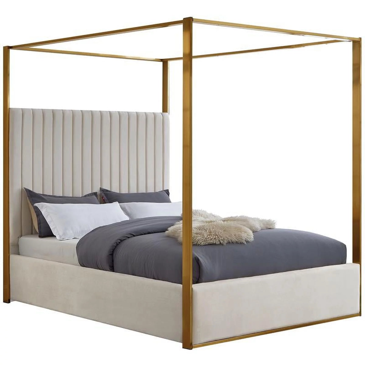 Cream Velvet King Bed E766