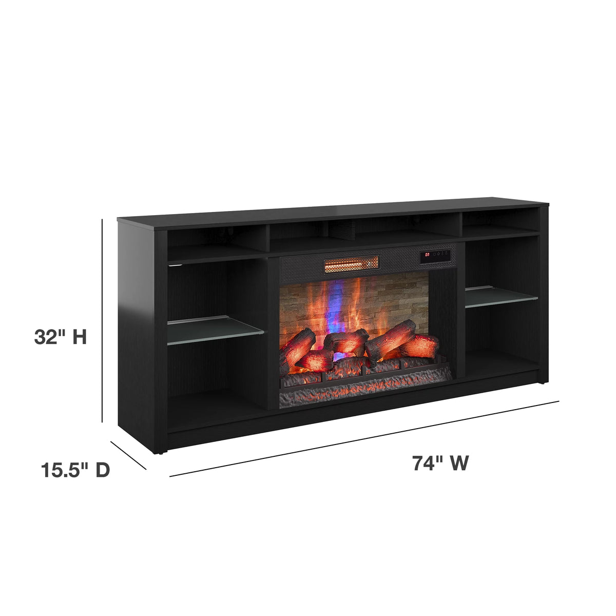 Black TV Stand with Electric Fireplace J5464