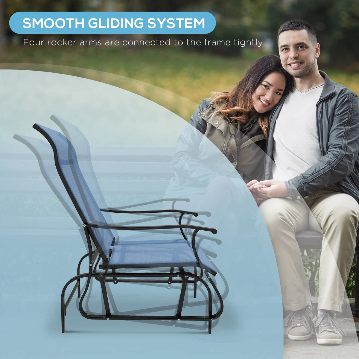 Light Blue 3-Piece Outdoor Gliders Set with Steel Frame C222667