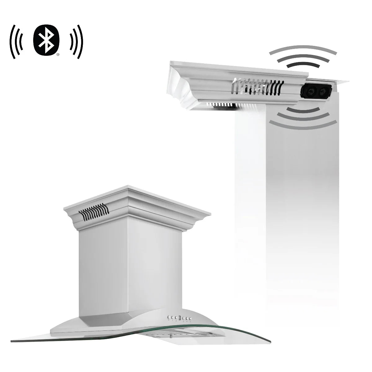 36 in. Stainless Steel Wall Mount Range Hood with Bluetooth Speakers O62622