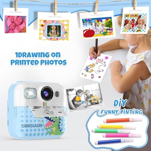 Blue 1080P Instant Print Kids Camera Toy A8424