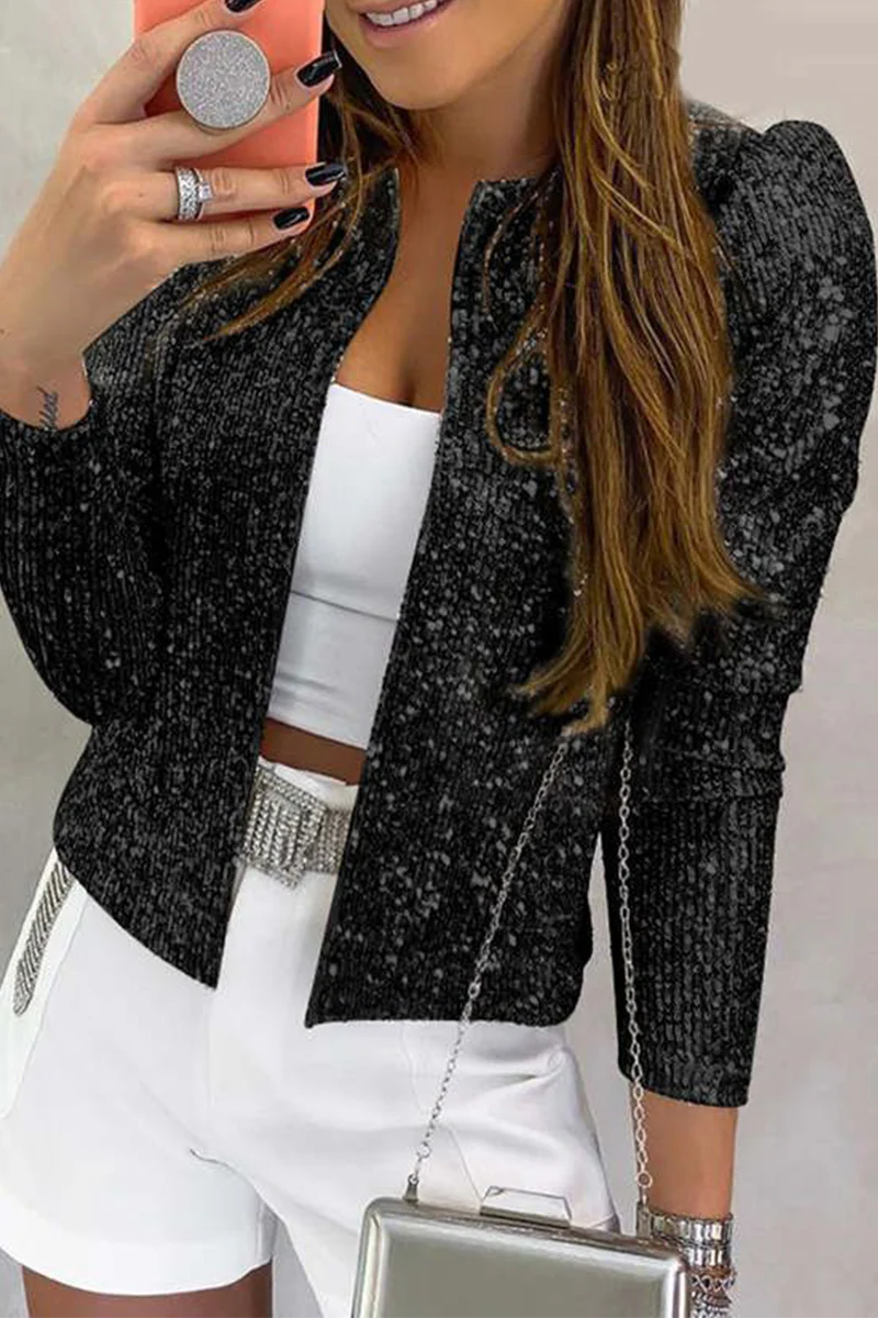 Solid Sequins Patchwork Outerwear X820