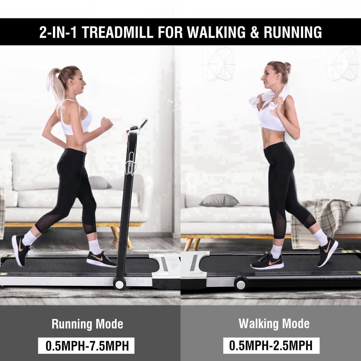 2 in 1 Folding Treadmill 2.25 HP Under Desk Treadmill V961645