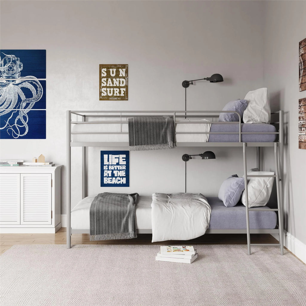 Black Twin-over-Twin Low Profile Bunk Bed R402
