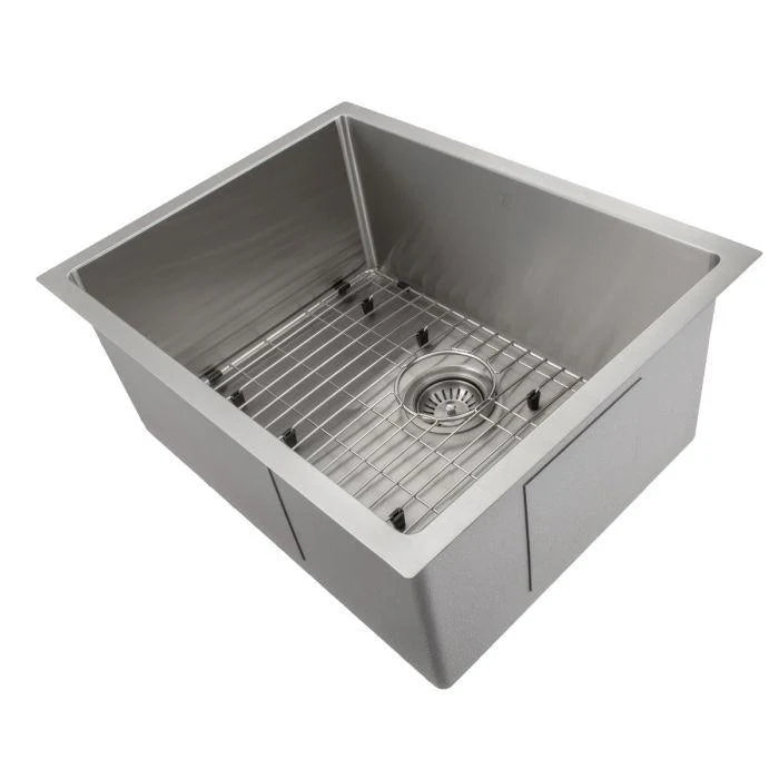 23 in. Undermount Single Bowl Stainless Steel Kitchen Sink with Bottom Grid H890226