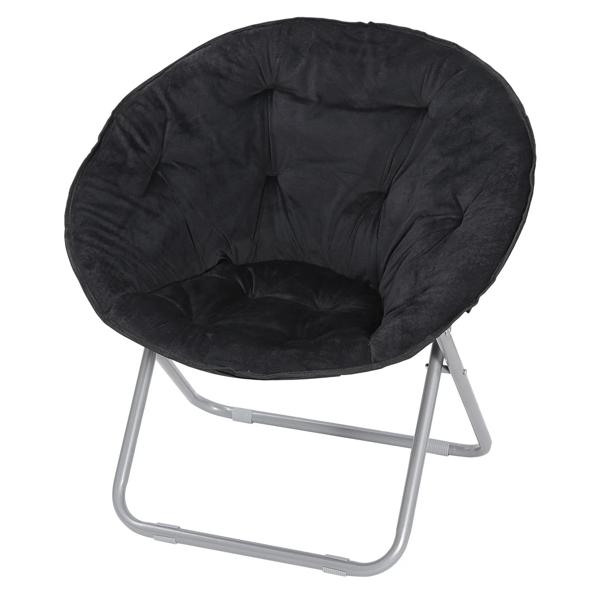 Foldable Faux Fur Saucer Chair Black N83117