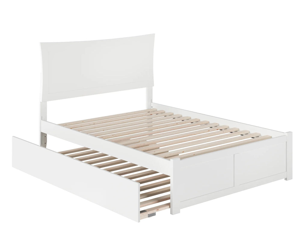 White Full Platform Bed with Trundle U804