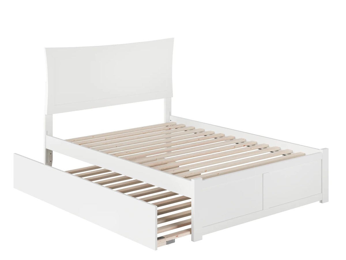 White Full Platform Bed with Trundle U804