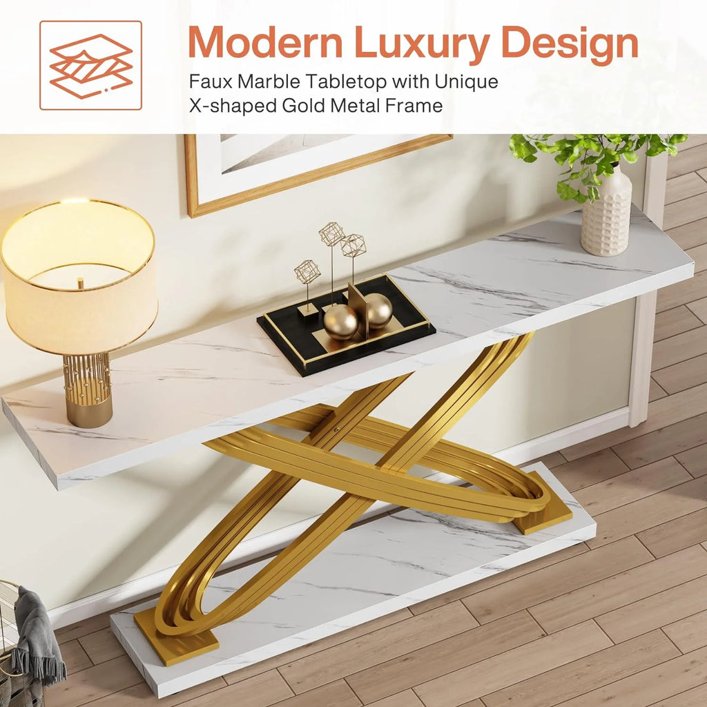 55" Faux Marble Console Table K9554