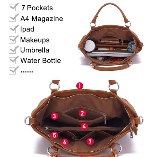 Genuine Leather Brown Tote Purse Handbags P192